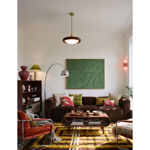 Boujad Rug | Handwoven Berber Wool Rug with Concentric Mustard and Brown Design This bold Boujad rug features a rich brown...