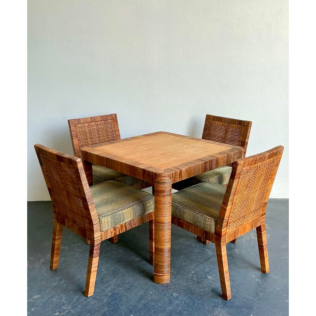 Vintage Bielecky Brothers Wrapped Rattan Game Table For Sale In West Palm - Image 6 of 12