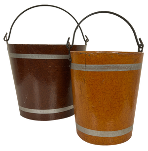 Painted Wood Fiber Buckets, 1950s, Set of 2