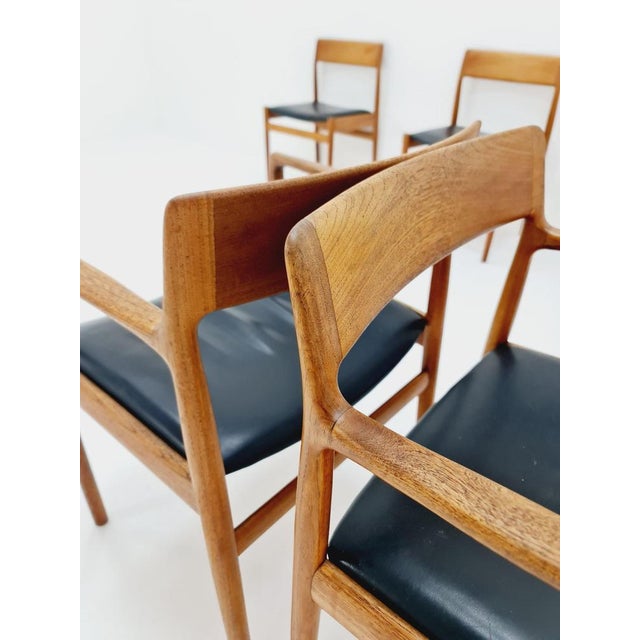 Brown Danish Dining Chairs in Teak with Leather Seats by Johannes Nogaard, 1960s, Set of 6 For Sale - Image 8 of 11