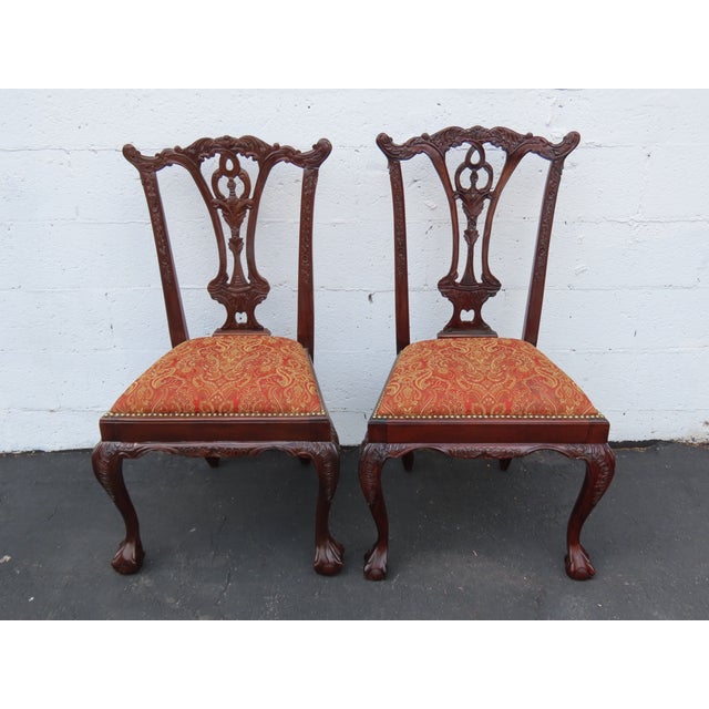 Chippendale Carved Ball and Claw Feet Dining Chairs Set of Two 6632 For Sale - Image 11 of 13