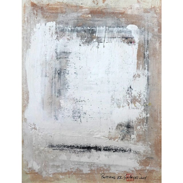 This lively original abstract painting on hand-cut parchment brings a pop of life to any room. The painting is 12X16”...