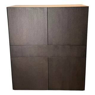 Wooden Storage Cabinet with Glass Top For Sale