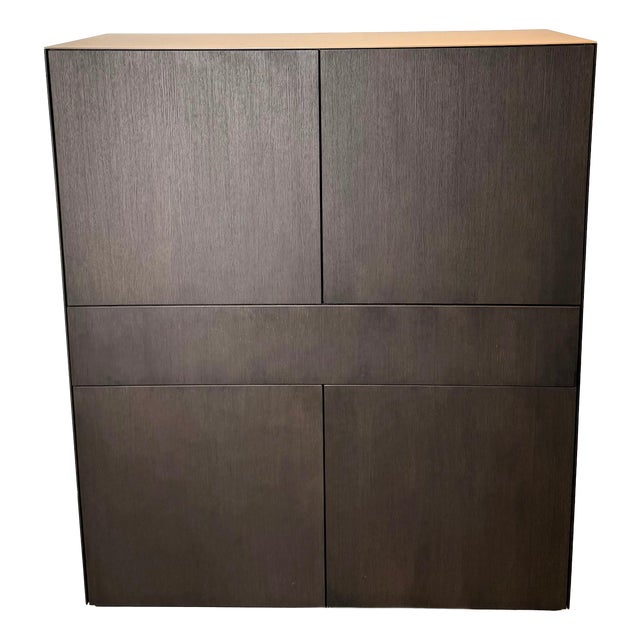 Wooden Storage Cabinet with Glass Top For Sale