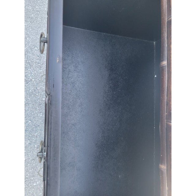 Vintage Mirrored Dark Stained Bamboo 3 Drawer Dorothy Draper Style Chest of Drawers For Sale - Image 11 of 12