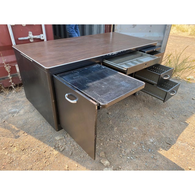 1970s Vintage Mid Century Art Metal Executive Desk For Sale - Image 5 of 13