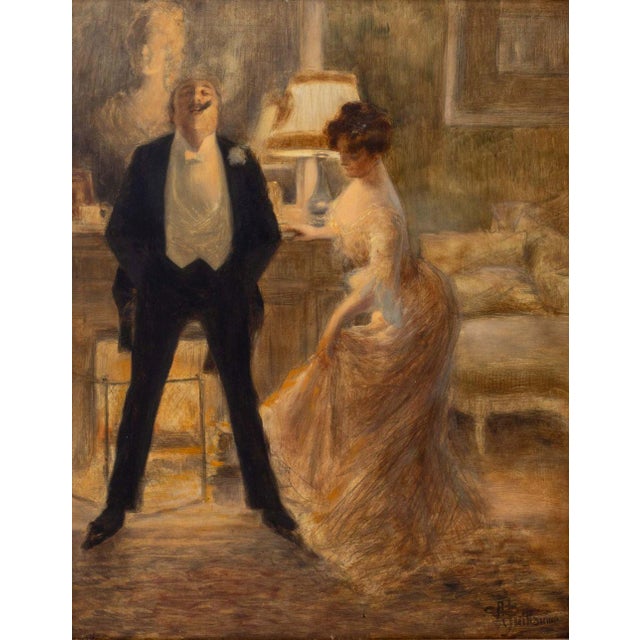 Albert Paul Guillaume (French, 1873-1942), "Digestion", Oil on Wood Panel, signed "A. Guillaume" lower right, giltwood...