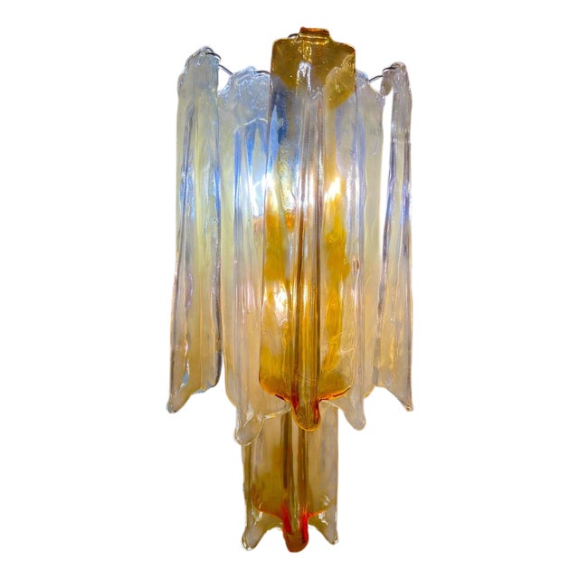 Glass Murano Wall Light with Chrome Structure from Fratelli Toso, Italy, 1970 For Sale