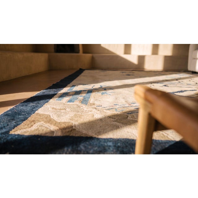 Lofty Beige Ground Color With Example of Motif Repertoire of Chinese Art Antique Chinese Peking Rug For Sale - Image 17 of 17