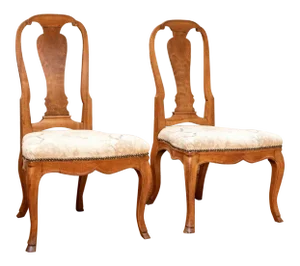 18th Century 18th Century Rococo Queen Anne Style Walnut Side Chairs - a Pair