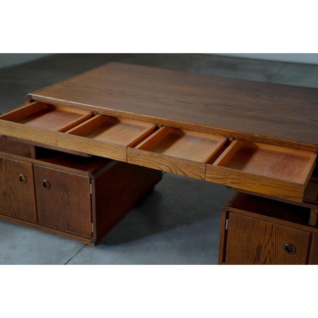 Wood Free Standing Desk in Oak, 1970s For Sale - Image 7 of 16