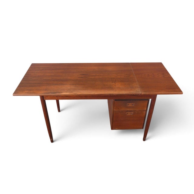 Scandinavian Modern Drop Leaf Desk With Movable Case in Teak For Sale - Image 9 of 16