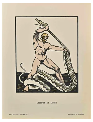 Carlège, L'Hydre de Lerne, Woodcut Print