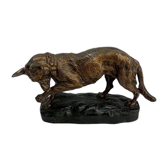 T.F. Cartier, German Shepherd Dog, Early 20th-Century, Bronze For Sale