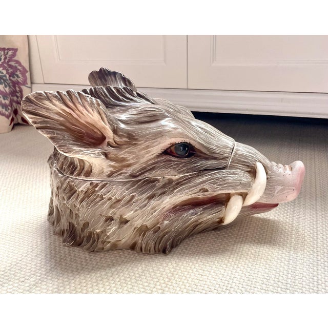 This large tureen could be used for anything from soups to stews!! It’s in the form of a wild boars head and has brown and...