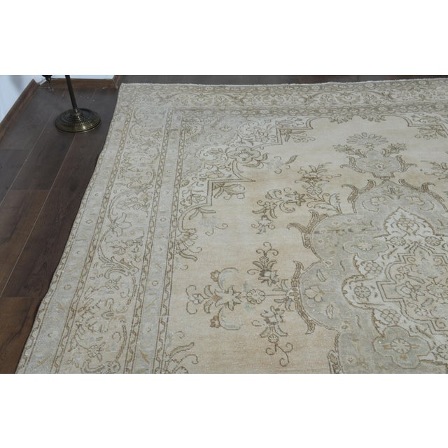 1970s Vintage Persian Handmade Wool Cotton Orange Area Rug For Sale - Image 10 of 11