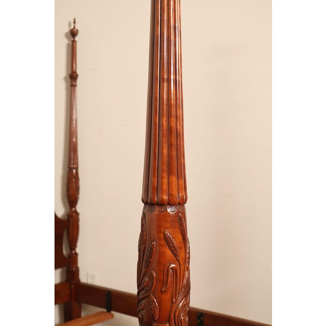 Stickley Queen Size Cherry Rice Carved Poster Bed For Sale - Image 11 of 18