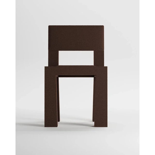 Contemporary Modern Raw Chair in Dark Brown Bouclé from Collector For Sale - Image 3 of 6