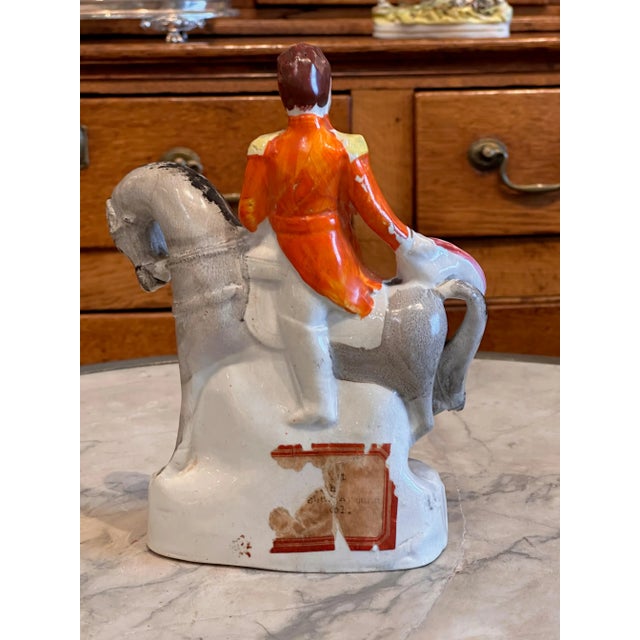 Staffordshire Mid 19th Century Staffordshire Soldier on Horse For Sale - Image 4 of 5