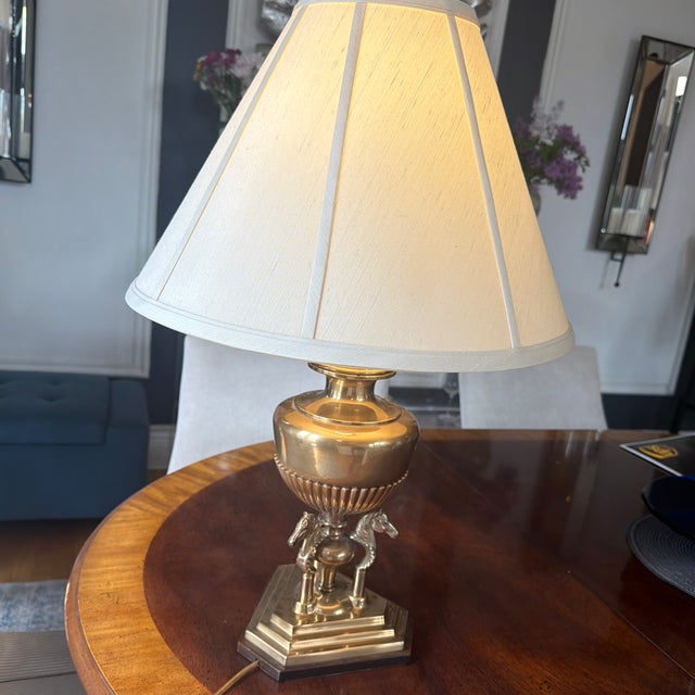1940s Frederick Cooper Brass 3 Horse Lamp For Sale - Image 9 of 9