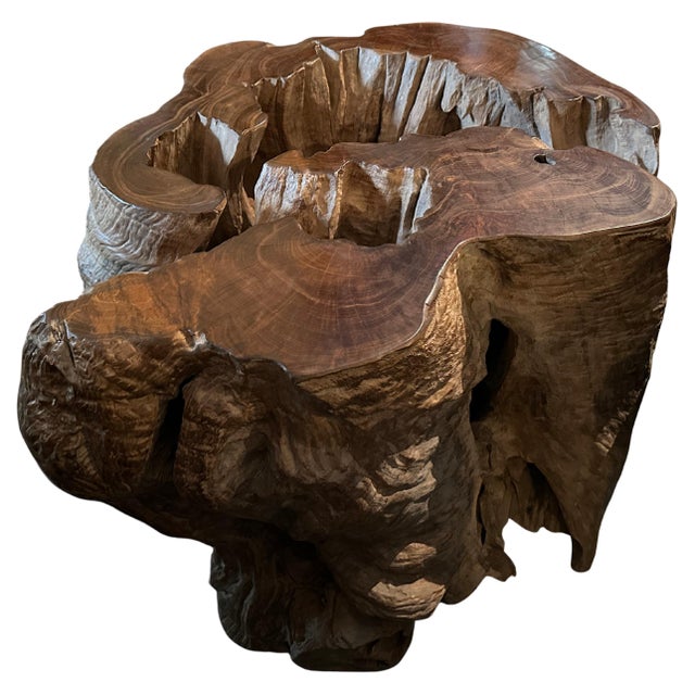 Impressive reclaimed teak wood coffee table or pedestal both usable and sculptural. Glass can be added to the top....