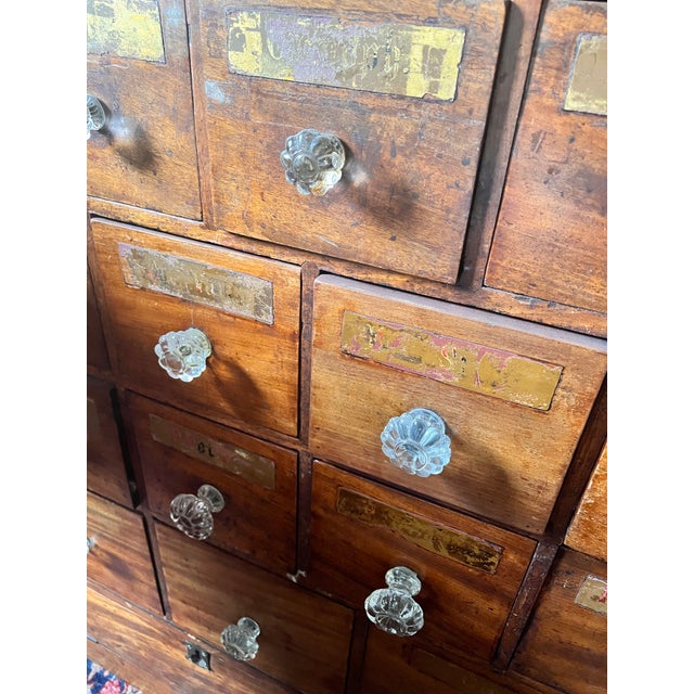 Brown Antique 19th Century Large English Apothecary Cabinet/Wall of Drawers For Sale - Image 8 of 10