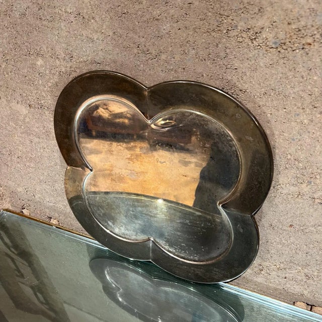 Wendell August Forge 1970s Swirled Clover Bar Service Tray Silver Plate For Sale - Image 4 of 6