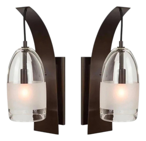Pair of "Mateo" Wall Sconces by Marian Jamieson in Bronze & Smoked Glass