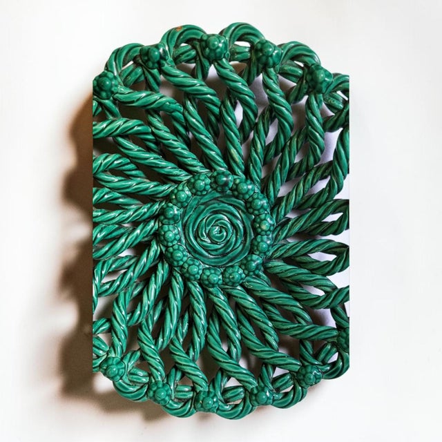 Vintage Woven Ceramic Basket, Vallauris, 1950s, in Very Good conditions. Designed 1950 to 1959 This piece has an...