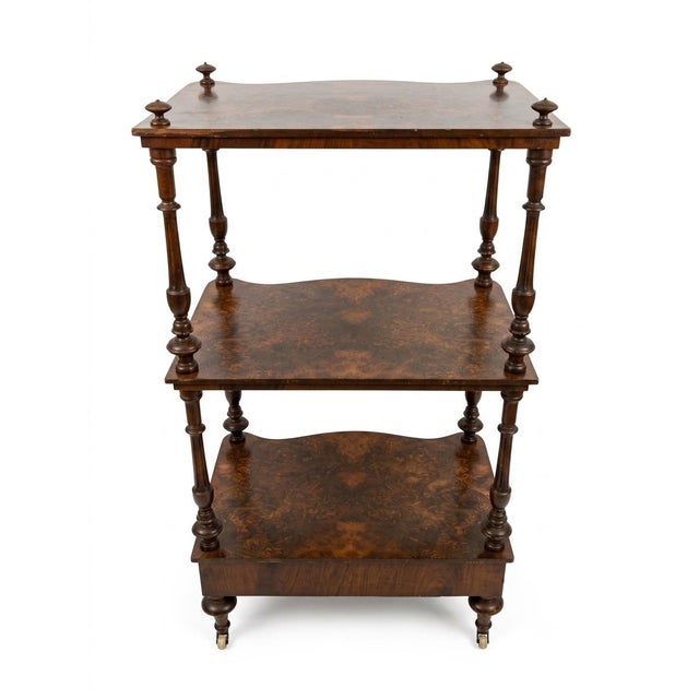 Antique Victorian Burr Walnut Whatnot / Étagère Shelf Unit For Sale - Image 4 of 12