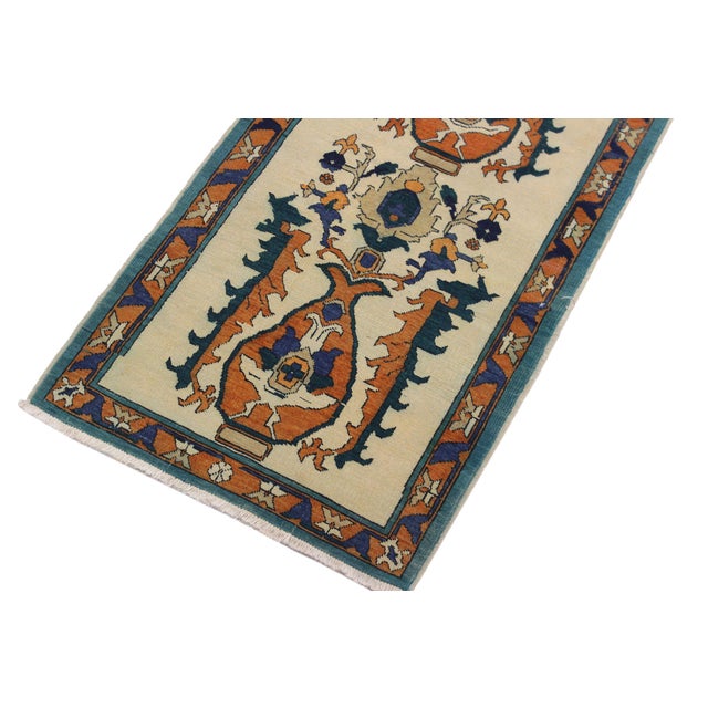 Boho Chic Ziegler Ivory/Rust Wool Runner Rug- 2'8'' X 10'4'' For Sale - Image 4 of 10