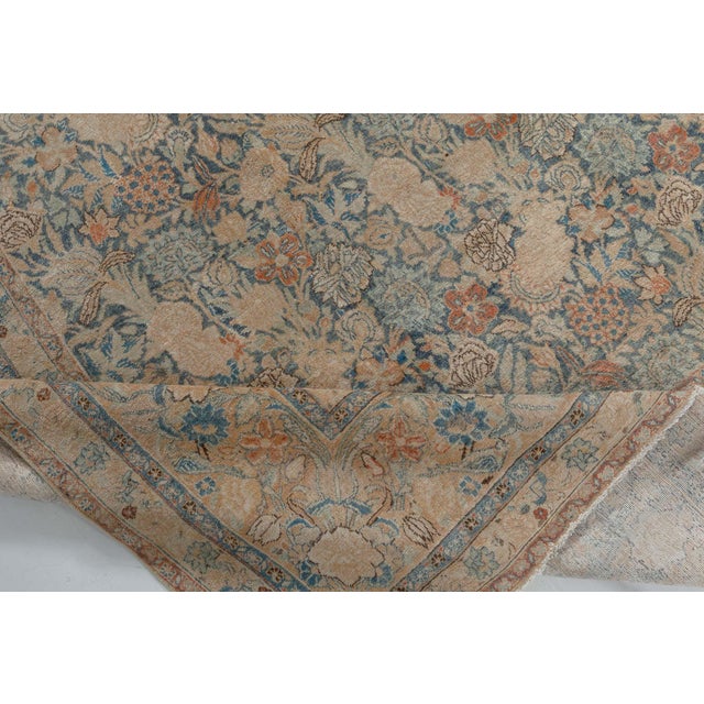 Early 20th Century Authentic Persian Tabriz Beige Blue Handmade Wool Rug For Sale - Image 5 of 8