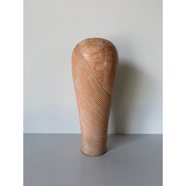 1980’s Vintage Maitland Smith Style Tessellated Stone & Rattan Decorative Vase For Sale - Image 10 of 11