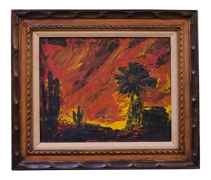 1968 Dorothy Funk "Windmill" Oil on Canvas