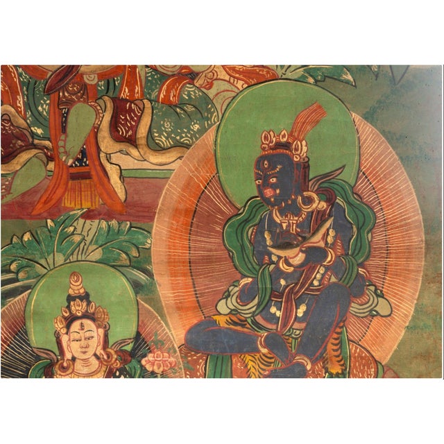 19th Century Tibetan Green Tara Thangka Painting on Cotton, Framed For Sale In Denver - Image 6 of 10