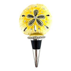 Vintage Coastal Sand Dollar Bottle Stopper With Rhinestone Inlay