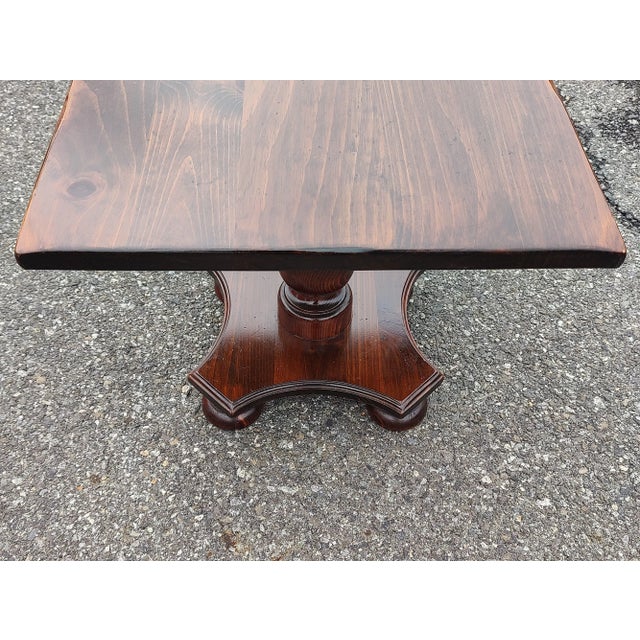 Traditional 1960s Ethan Allen Pine Square Pedestal Side Table For Sale - Image 3 of 8