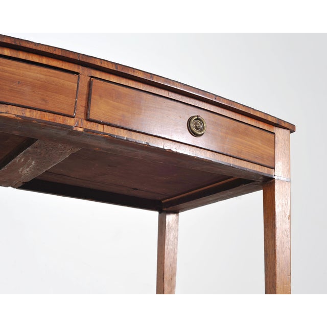 19th C. English Regency Bow Front Side Table or Small Desk For Sale - Image 12 of 18