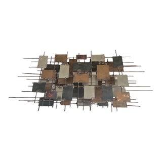 Mid-Century Brutalist Metal Nail Wall Sculpture For Sale