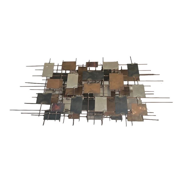 Mid-Century Brutalist Metal Nail Wall Sculpture For Sale