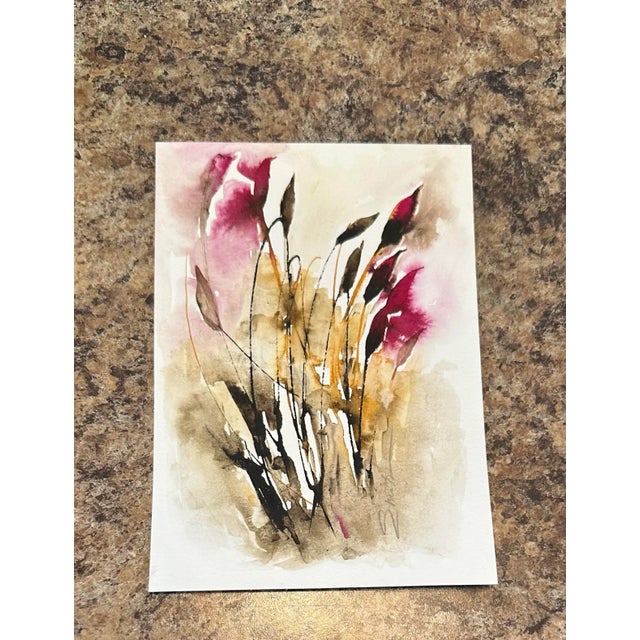 Rich earthy tones blend with deep plum and soft golden washes, suggesting the mystery of a shaded forest grove.