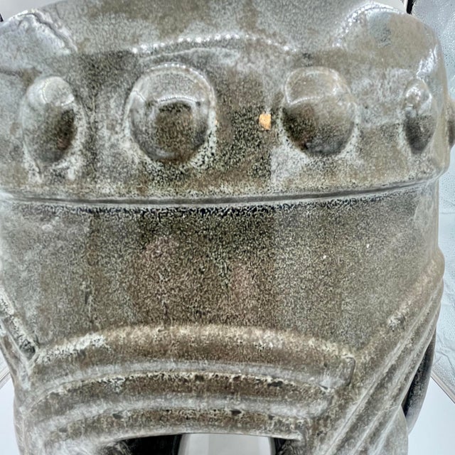 Vintage Chinoiserie Lucky Coins Glazed Ceramic Drum Seat For Sale - Image 4 of 12