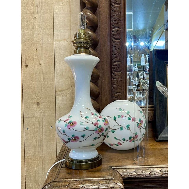 Late 19th Century Napoleon III Lamp in White Opaline Glass For Sale - Image 4 of 15