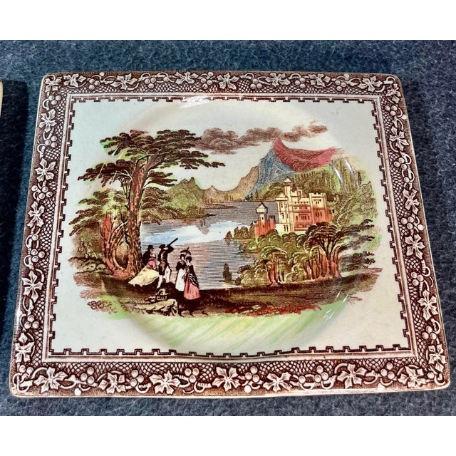 Renaissance Mid 20th Century 3pc-Royal Staffordshire Jenny Lind Brown Transferware Plates For Sale - Image 3 of 6