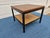 Square Black and Rattan Faux Walnut Top Side Table For Sale - Image 6 of 12