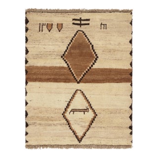 Vintage Gabbeh Persian Tribal Rug, Beige-Brown With DIamond Medallions - Rug & Kilim For Sale