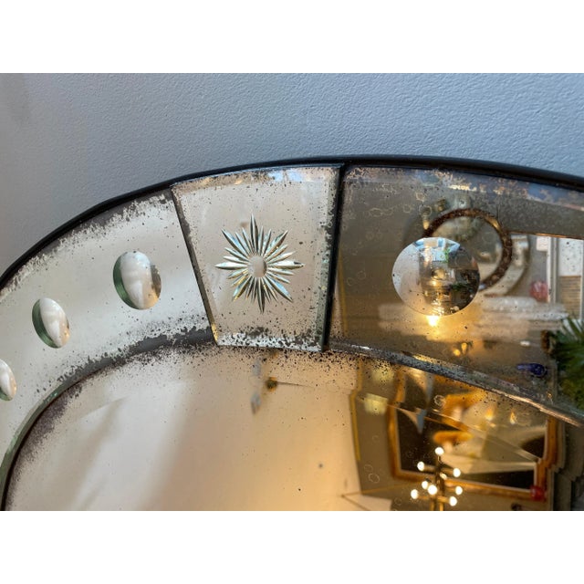 Antique Circular Distressed Panelled Mirror, 2020s For Sale - Image 4 of 9