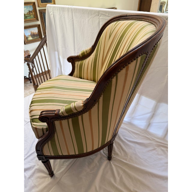 Louis XVI Style Pair of French Bergeres For Sale In Los Angeles - Image 6 of 13