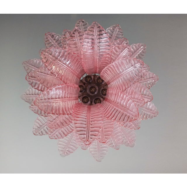 Glass Italian Murano Six-Tier Felci Glass Chandelier with 36 Pink Glasses For Sale - Image 7 of 18