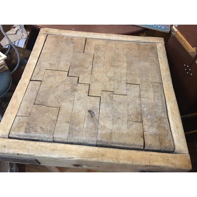 Old English Wood Butcher Block on Stand Chairish